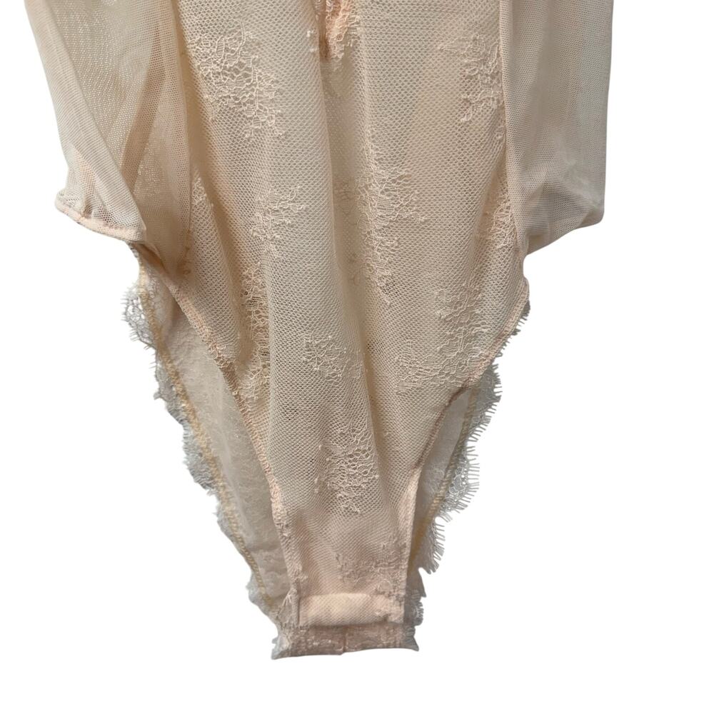 Victorias Secret Lace Nude Medium Bodysuit Semi Sheer Lingerie Style - Picture 5 of 13